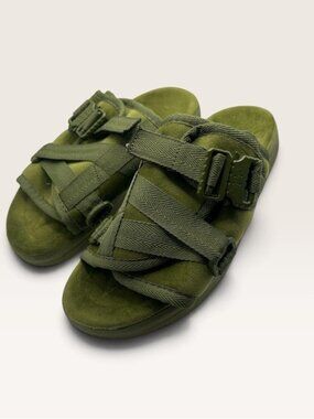 DRACO slides green webbed unisex size 7-8 memory foam comfort trendy